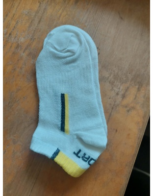 Sport - Under Ankle Socks White with yellow/black strip